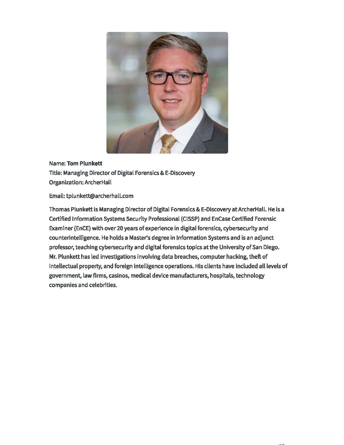 Tom Plunkett Bio